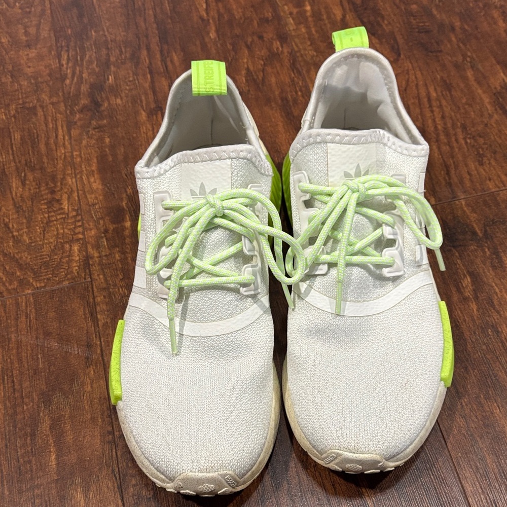 adidas White Sneakers with Neon Green Accents - Picture 5 of 12